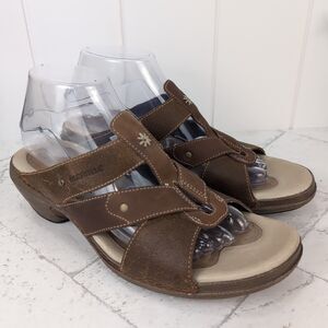 Merrell Women’s Luxe Mink Comfort Slide On Sandals Size 9 Brown Leather